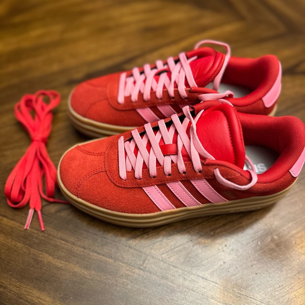 Adidas VL Court Bold  Red Sneakers with Pink Highlights
